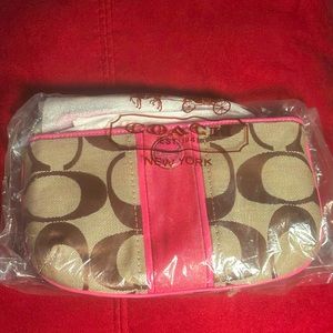 Coach Khaki Mulberry Pink Coach Wristlet